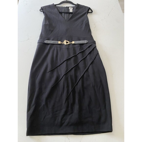 Cache Womens Dress Size 12 Large Black Cocktail Belt LBD - Picture 7 of 9